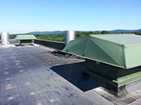 Roof exhaust fans with housing. 