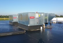 Two (2) Rupp Air Management Systems make-up air handlers, direct fired LP gas, Model RAM 230s, 60,000 CFM each on paint finishing rooms.