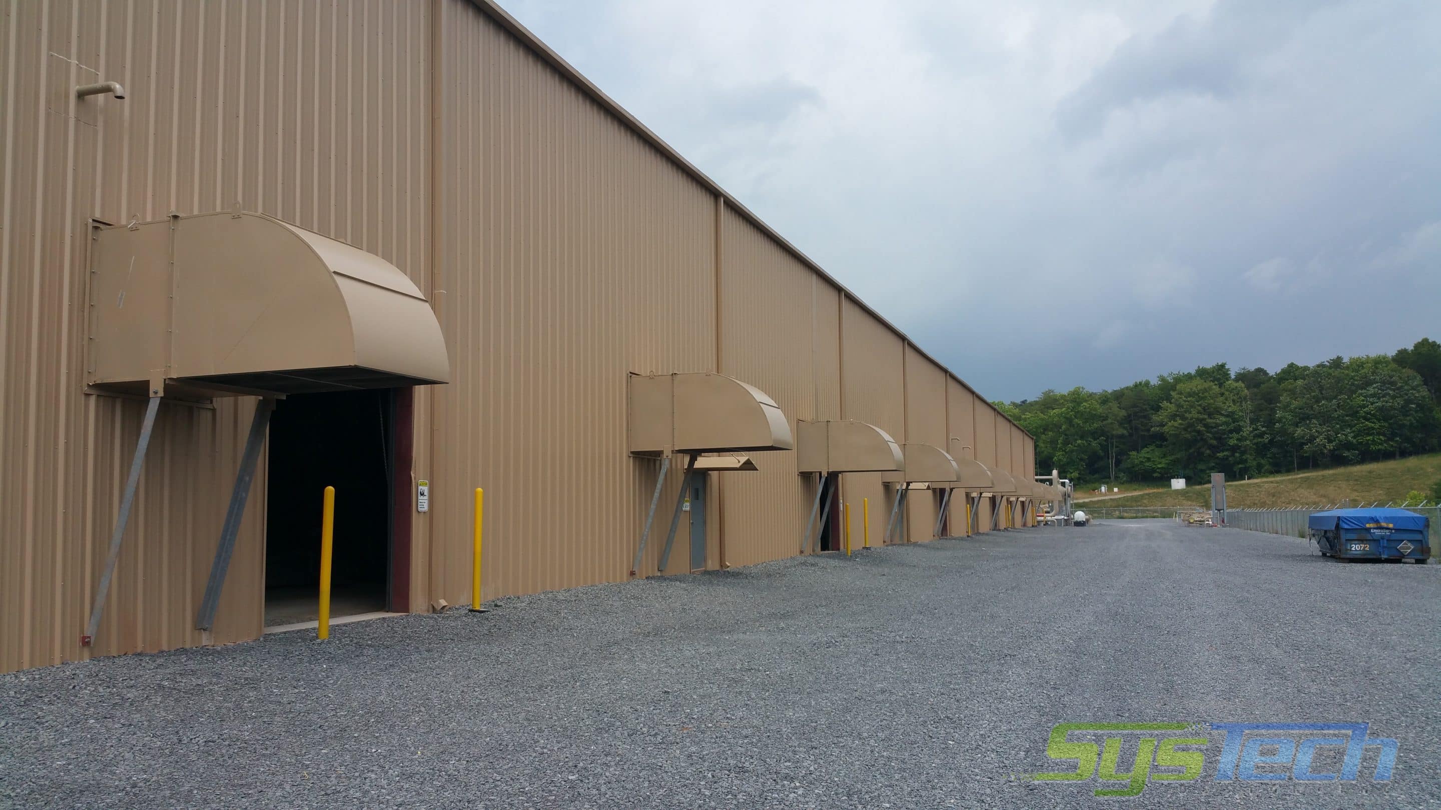 Supply Fans with (12) Silencers and Backdraft Dampers on Compressor Building