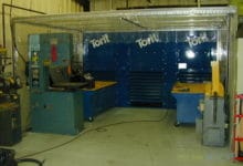 Machine shop enclosure- Weld Fume And Smoke Walk-In Enclosure With Dust Collection Isolation in aircraft facility