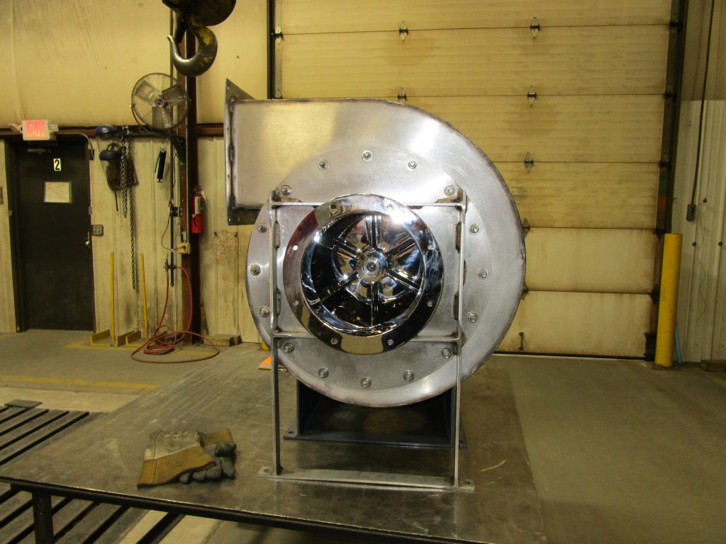 Exterior view of an electropolished fan