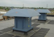Hartzell Air Movement Series 15 hooded roof ventilators at 25,000 cfm each.