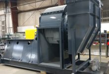Combustion air fan - 75,000 CFM with inlet box, motorized damper, 400 HP customer supplied motor and a 45” 80 dBA @ 3’ inlet silencer.