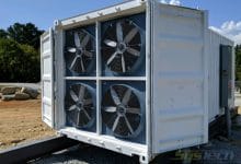 Direct drive crypto mining container exhaust fans