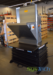 Downdraft table on a scissor lift