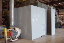 A rigid panel enclosure consisting of four sides and a roof