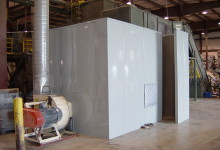 A rigid panel enclosure consisting of four sides and a roof