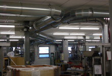 Internal duct system comprised of all welded galvanized duct and fittings.